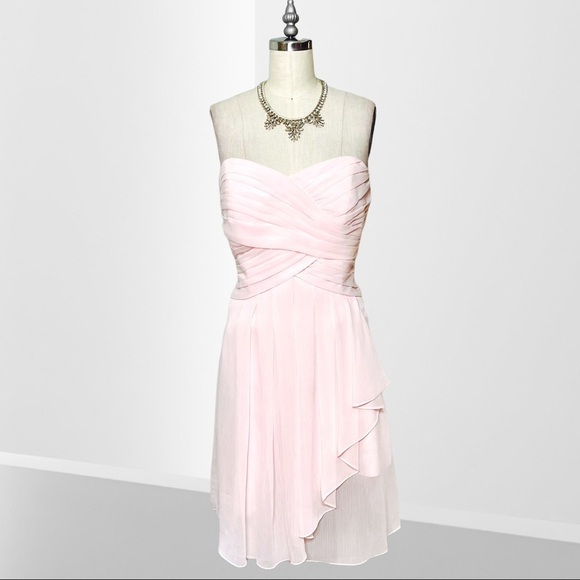 David’s Bridal Pink Strapless Short Chiffon Formal Bridesmaids Dress 12 - Picture 3 of 10